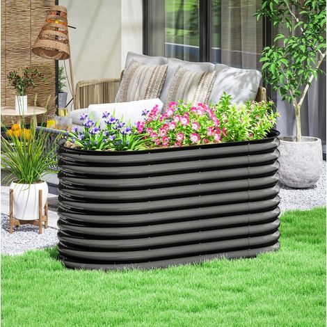 Bac potager surélevé acier 160x80x80 cm gris OKMYHOME (1/5)