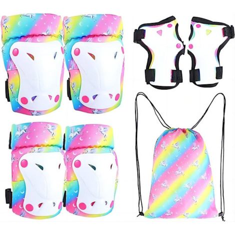Genouillères et coudières ajustables pour enfants, protège-poignets 6 en 1 pour vélo, rollers, trottinette, 3-8 ans, taille S (1/5)