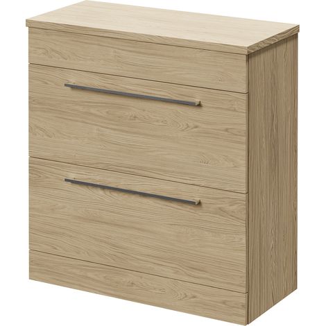 Napoli 390 Light Oak 800mm 2 Drawer Vanity Unit for Countertop Basins - 800mm - Chrome 480mm Handle