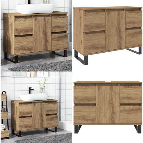 Waschbeckenunterschrank Artisan-Eiche 80x33x60 cm Holzwerkstoff - Holzwerkstoff - Badmöbel (1/5)