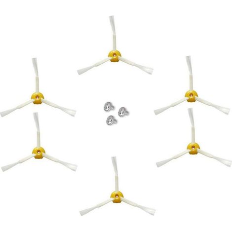 Seitenbürste für Irobot Roomba Serie 500 600 700 (Gelb, 6 Stück 3-armige Seitenbürste) (1/5)