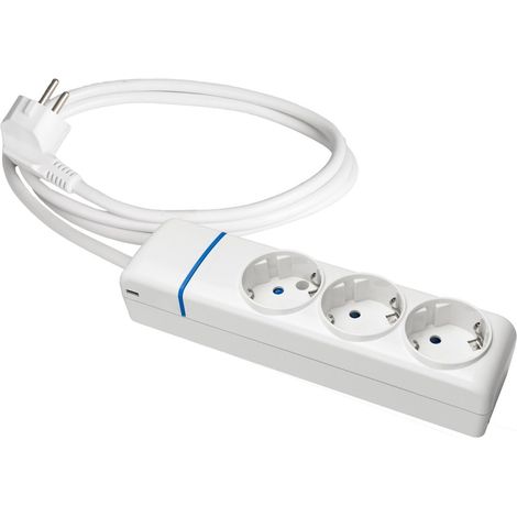 Base 3 Prises avec câble sans Interrupteur, idéale pour Plusieurs appareils électriques, sûre et résistante
