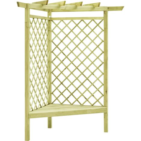 Pergolato ad Angolo e Sedile 130x130x197 cm in Pino Impregnato (1/4)