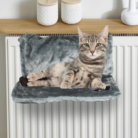 Cat Kitten Hanging Radiator Pet Bed Warm Fleece Basket Cradle Hammock Grey (1/5)