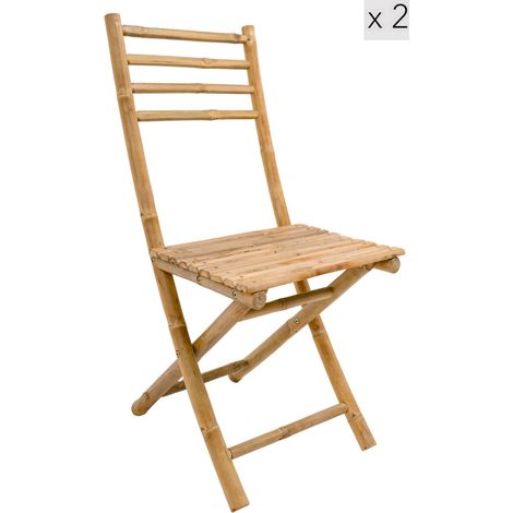 Nordlys - Lot de 2 Chaises Pliables en Bambou Massif (1/5)