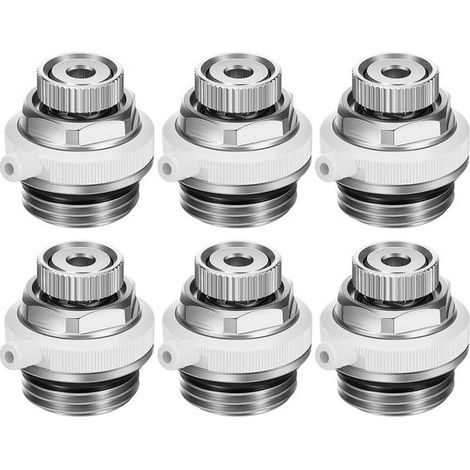 (6 pièces) Vanne de purge automatique de radiateur 1/2 pouce Vanne de purge d'air de radiateur Vanne d'arrêt automatique en laiton Vanne de purge auto (1/5)