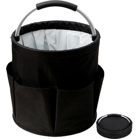 Panier de Rangement Pliable à Six Compartiments - Panier de Bain - Doublure Imperméable - 28 x 28 cm - Noir (1/5)