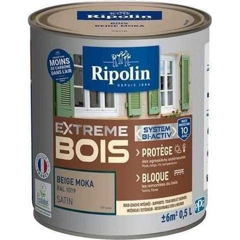 RIPOLIN Peinture Bois Satin Haute Protection 10 ans qui Protege et Magnifie vos Bois - Beige moka (1/2)