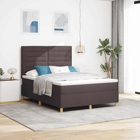 Letto a molle con materasso Marrone Scuro 160 x 200 cm Tessuto vidaXL (1/5)