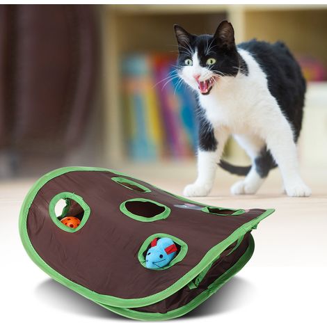 1 jouet pliable pour chat, chasse à la souris avec balle à clochette, jouet de chasse interactif amusant pour animaux de compagnie (1/5)