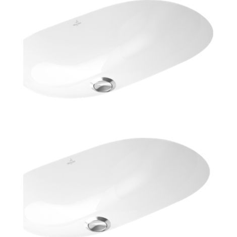 Villeroy & Boch – Lot de 2 vasques à encastrer par le dessous – Ovale 60 x 35 cm – Céramique blanche avec trop plein – Installation facile avec set de fixation