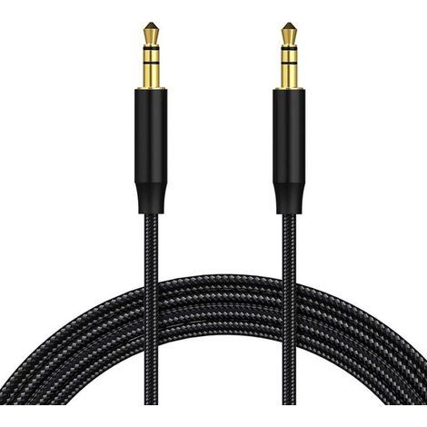 Câble audio jack 3,5 mm stéréo mâle-mâle en nylon tressé, 1 m, compatible iPhone, iPad, smartphone, autoradio et casques (1/5)