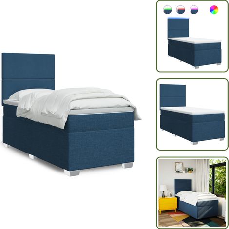 Boxspringbett mit Matratze Blau 90x190 cm Stoff - Boxspringbett - Doppelbett - Schlafsystem - Bettenrahmen - Liegefläche 90x190 Cm