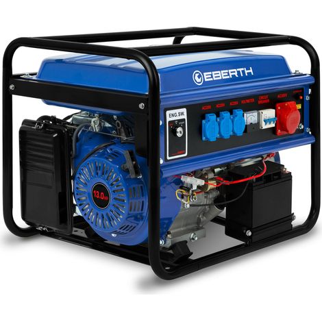 Eberth – Groupe électrogène 5500W essence 13CV triphasé 400V – Démarrage électrique – AVR – Autonomie 9-11h – Protection manque d'huile (1/7)