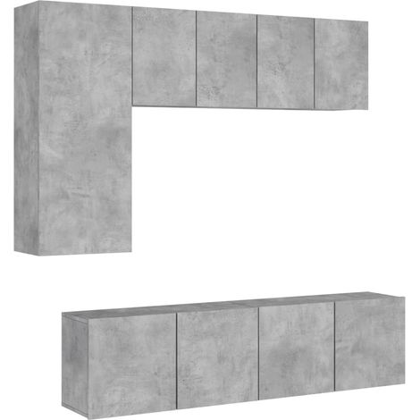 Maison Exclusive - 5-tlg. Wohnwand Betongrau Holzwerkstoff