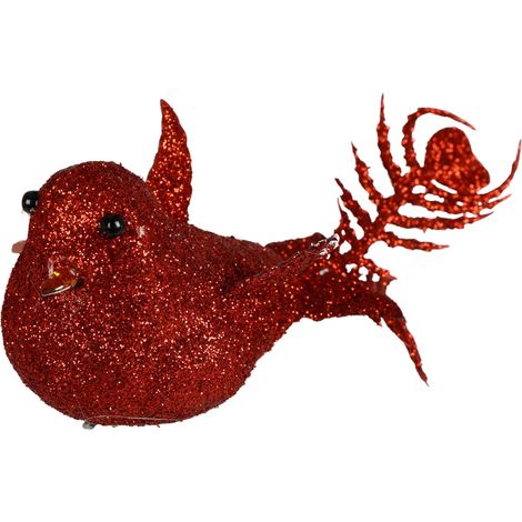 Weihnachtsbaumschmuck Vogel mit Glitter 4er-Set Christbaumschmuck Weihnachtsdeko - rot (1/2)