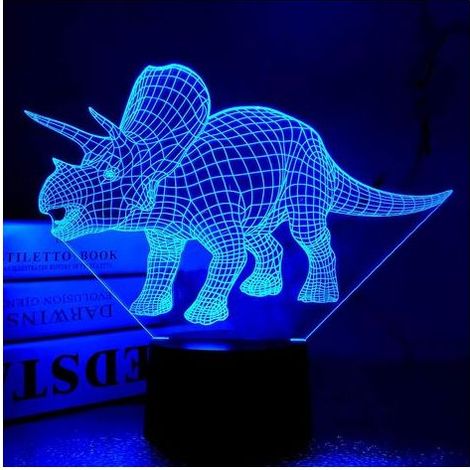 TAISHENGDA-Triceratops 3D-Illusions-Nachtlicht mit Fernbedienung und Touch-Bedienung, 16 Farben, optisches USB-LED-Nachtlicht (1/5)