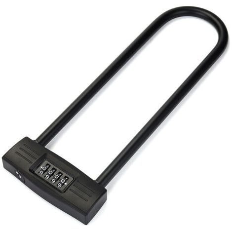 Verrouillage U à 4 chiffres Verrou de la moto / Verrouillage de la bicyclette - Verrouillage combiné verrouillable / D réarmable pour vélos / porte verrouillable . (Noir)une pièce, (1/5)