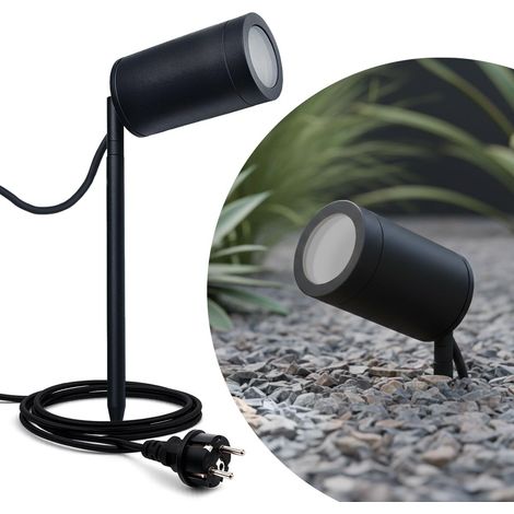 Gartenstrahler mit Erdspieß rund schwarz - Größe: Lang GU10 - Lichtfarbe: Ohne Leuchtmittel (1/5)