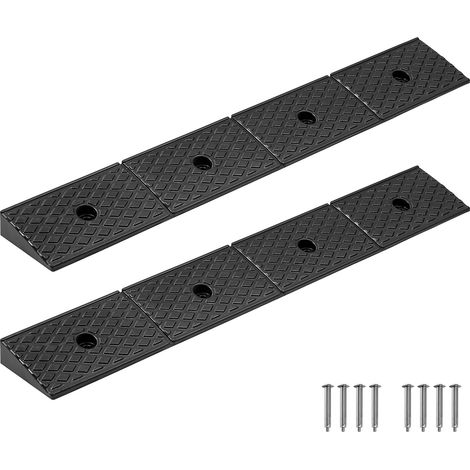 VEVOR Rampe de Trottoir, 50,8 mm, Rampe de Seuil en Caoutchouc, Lot de 2 Rampes deAcces Antiderapantes, Capacite de Charge 15 tonnes, pour Passage de Fauteuils Roulants, Poussettes, Motos, Voitures