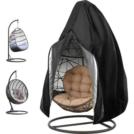 Telo di copertura per sedia sospesa da esterno, in tessuto Oxford 210D, impermeabile, resistente ai raggi UV e al freddo, con cerniera, 190x115 cm. (1/5)
