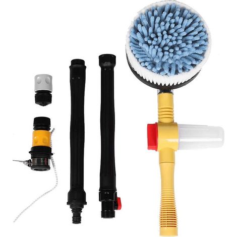 Cepillo para lavado de autos con mango largo giratorio, cepillo de alta presión con rotación de 360°, esponja de limpieza extraíble y barra de herramientas para lavar autos, camiones, jardines y para 