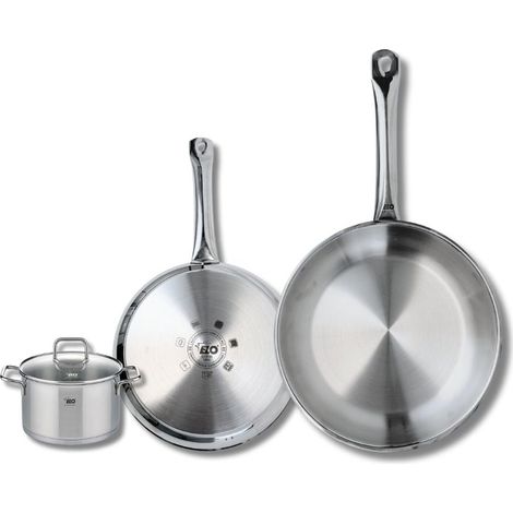 Set de 2 Poêles de cuisson 24 et 28 cm et 1 faitout 12 cm Elo Profi Citrin (1/5)