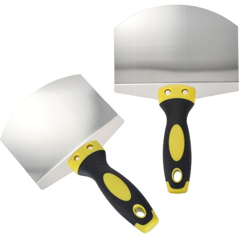 Dos cuchillos de espátula, un cuchillo de espátula y un raspador de acero inoxidable para aplicar relleno. (1/5)