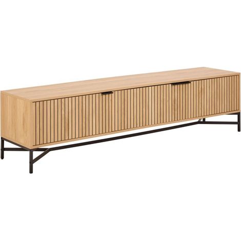 Meuble TV 3 portes effet tasseaux design moderne BAÏKAL (1/5)