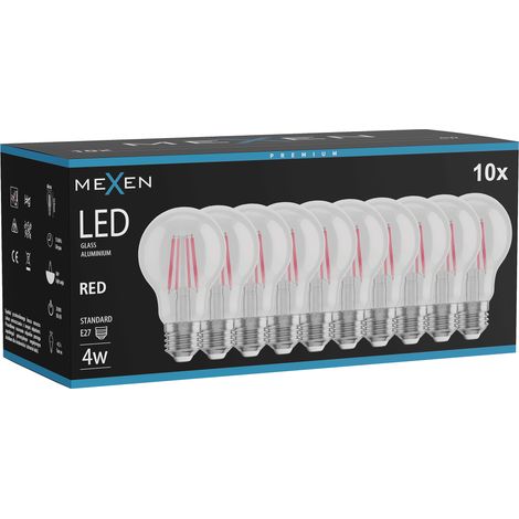 Mexen Vintis 10x Ampoule à filament LED E27, A60, 4W, 55 lm, rouge - L150-E27-04XX-45x10 (1/3)