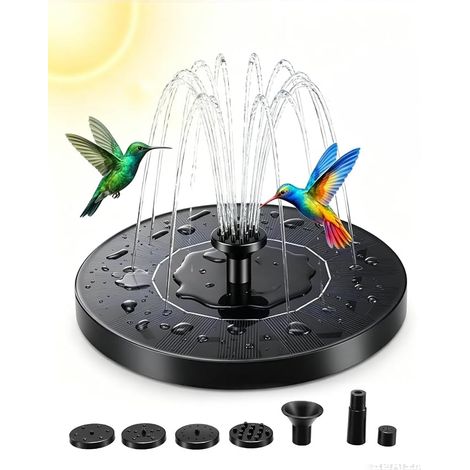 Fontaine Solaire Extérieure de Jardin Flottante, Fontaine Solaire pour Bassin avec 7 Jets d’Eau, Éclairage RGB, Fontaine à Eau Solaire pour Bassin, Jardin, Abreuvoir Oiseaux Extérieur (1/5)