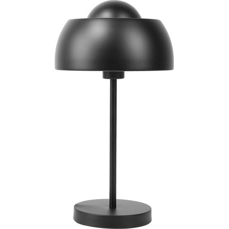 Table Lamp Bedside Light Black Metal Round Base Dome Shade Industrial SENETTE