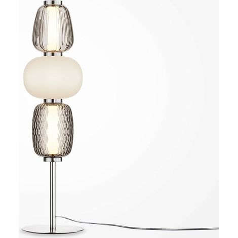 Lampe à poser argent LED – abat‑jour verre bijoux SYCOMORE (1/5)