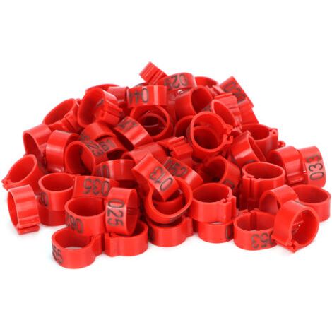 100 nummerierte Beinringe 001-100 für Tauben, 12 mm rote Geflügelkennzeichnungsringe mit Nummern (1/5)