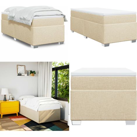 Boxspringbett mit Matratze Creme 80x200 cm Stoff - Boxspringbett - Betten - Schlafen - Cremefarbenes Bett - Doppelbett - Home & Living (1/5)