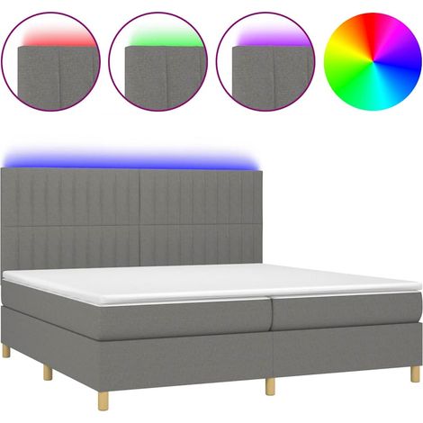 Maison Exclusive - Letto a Molle Materasso e LED Grigio Scuro 200x200cm in Tessuto (1/5)
