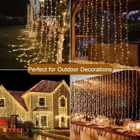 100 m lange Lichterkette mit 600 LEDs für Hochzeiten, inklusive Transformator, Timer, 8 Modi, wasserdicht, für Pergola, Garten, Außen- und Innendekoration – Warmweiß (1/4)
