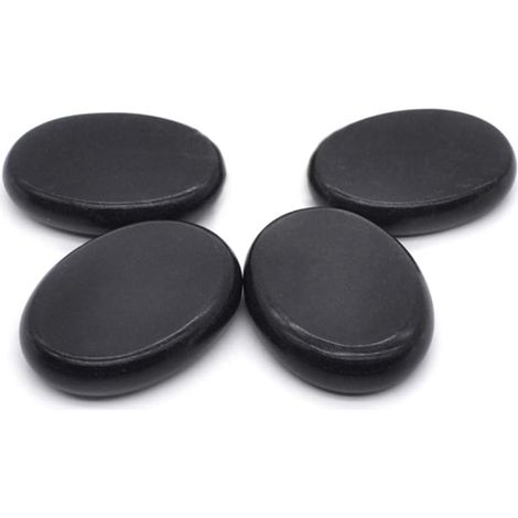 Lot de 4 pierres chaudes de massage professionnelles, en basalte thermal naturel pour l'hydrothérapie, les massages et la relaxation.
