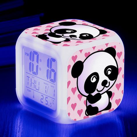 Digitaler Wecker mit Panda-Motiv (B), Wecker mit bunten Lichtern