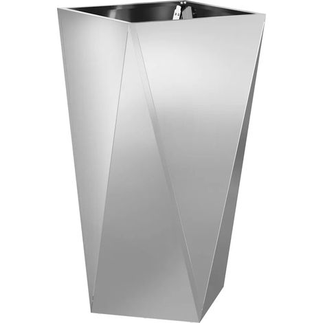 Fioriera di design moderno per esterni 40 x 40 x 75 cm resistente agli agenti atmosferici stile contemporaneo in acciaio galvanizzato argento 020053030