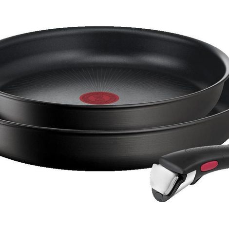 Tefal Ingenio Eco Resist Lote de 2 sartenes 24/28 cm + mango extraíble, Apilable, Inducción, Fácil de limpiar, Recubrimiento antiadherente