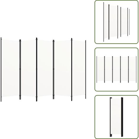 The Living Store Biombo divisor de 5 paneles blanco 250x180 cm - Pantalla de privacidad