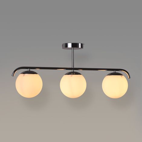 Lámpara De Techo Triple Bolas Cristal "TALÍ" - 3xE27 - Cromo