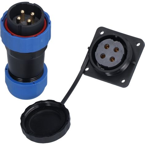 Prise aviation étanche carrée 4 trous IP68 380V 45A connexion fil câble SP284 broche pour câble Φ12-14.5mm (1/5)