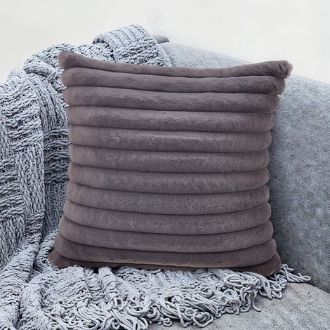 2-pack Grey Cozy Soft Rabbit Plush Pillowcases 45cm W x 45cm D (1/5)