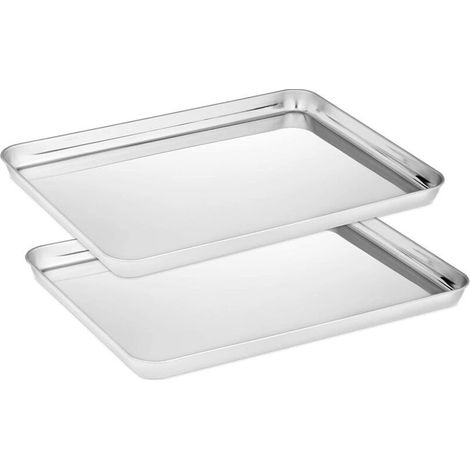 Lot de 2 plaques de cuisson en acier inoxydable, antirouille, lave-vaisselle