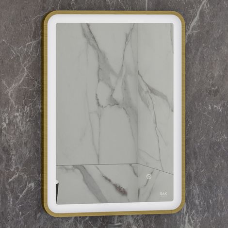 RAK Art Brushed Gold 600mm x 800mm Soft Illuminated LED Mirror - RAKARTSFBG5002 (1/2)