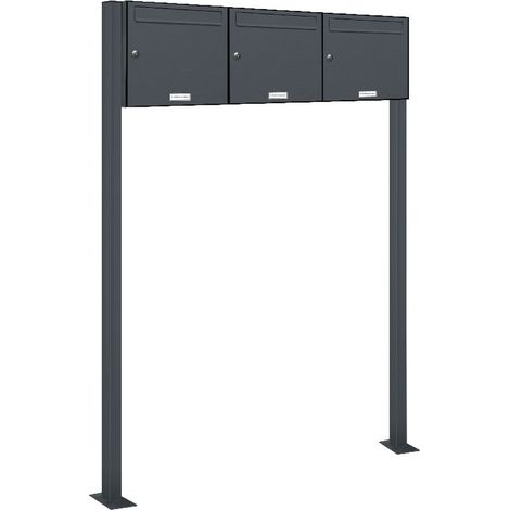 3er Standbriefkasten Anlage Freistehend RAL 7016 - Anthrazit (1/5)