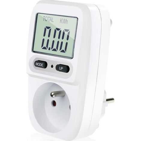 Wattmètre prise compteur d'énergie, consommation d'énergie mètre Contrôleur de Consommation Electrique avec l'écran d'affichage à cristaux liquides, puissance maximum 3680W-- (1/4)