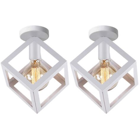 royaluxe- (2X)Lampe De Plafond En Forme De Cube Luminaire Plafonnier Moderne Plafonnier Rétro Vintage Blanc (1/5)